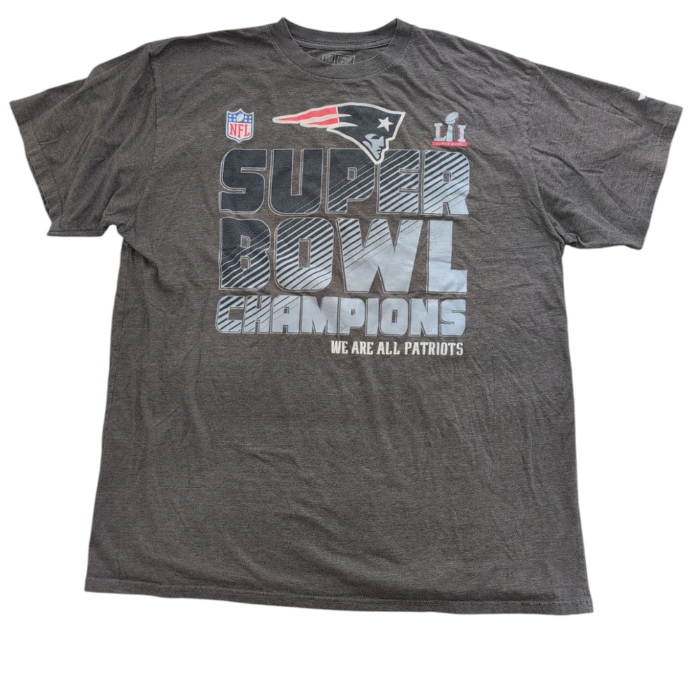 NFL Pro Line Fanatics Men's Tshirt 2XLB Patriots Super Bowl LI 51 Grey Tagless